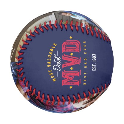 Most Valuable Dad | MVP Custom Two Photo Monogram Baseball