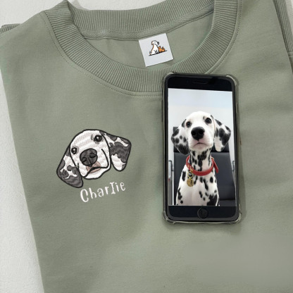 Custom Pet Portrait Shirt, Personalized Embroidered Pet and Name Hoodie Sweatshirt