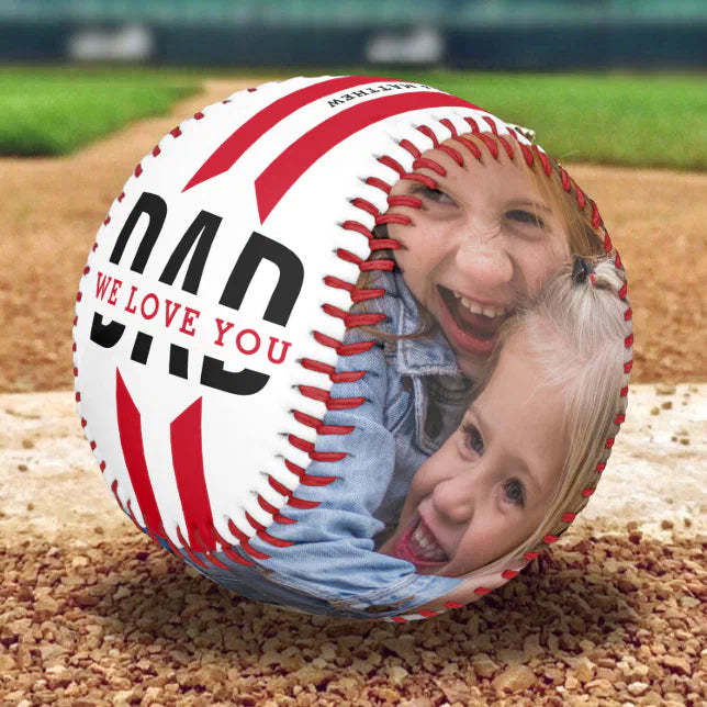 We Love You Dad Two Photo Custom Baseball