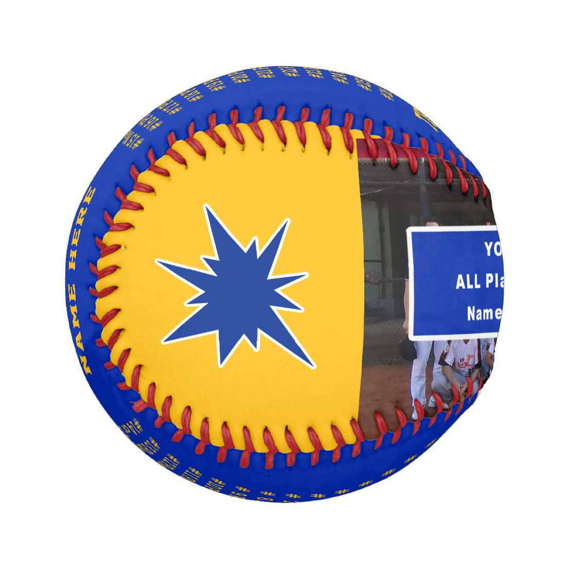 Team, The Best Partner!  Baseball Team Best Partner, Custom Photo Text Blue Gold Baseball And Softball