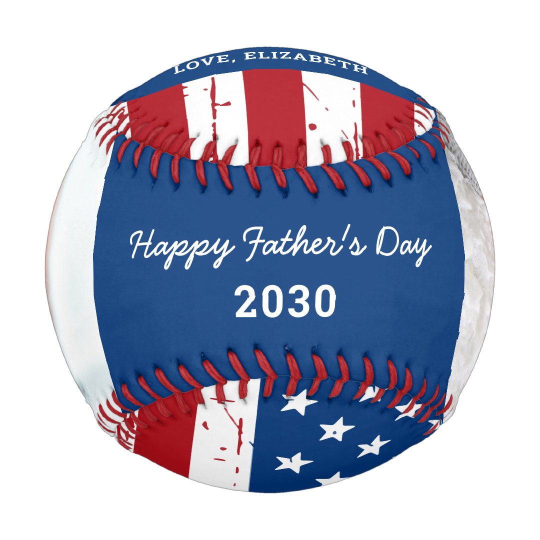 Patriotic DADDY Happy Father's Day Custom 2 Photo Baseball
