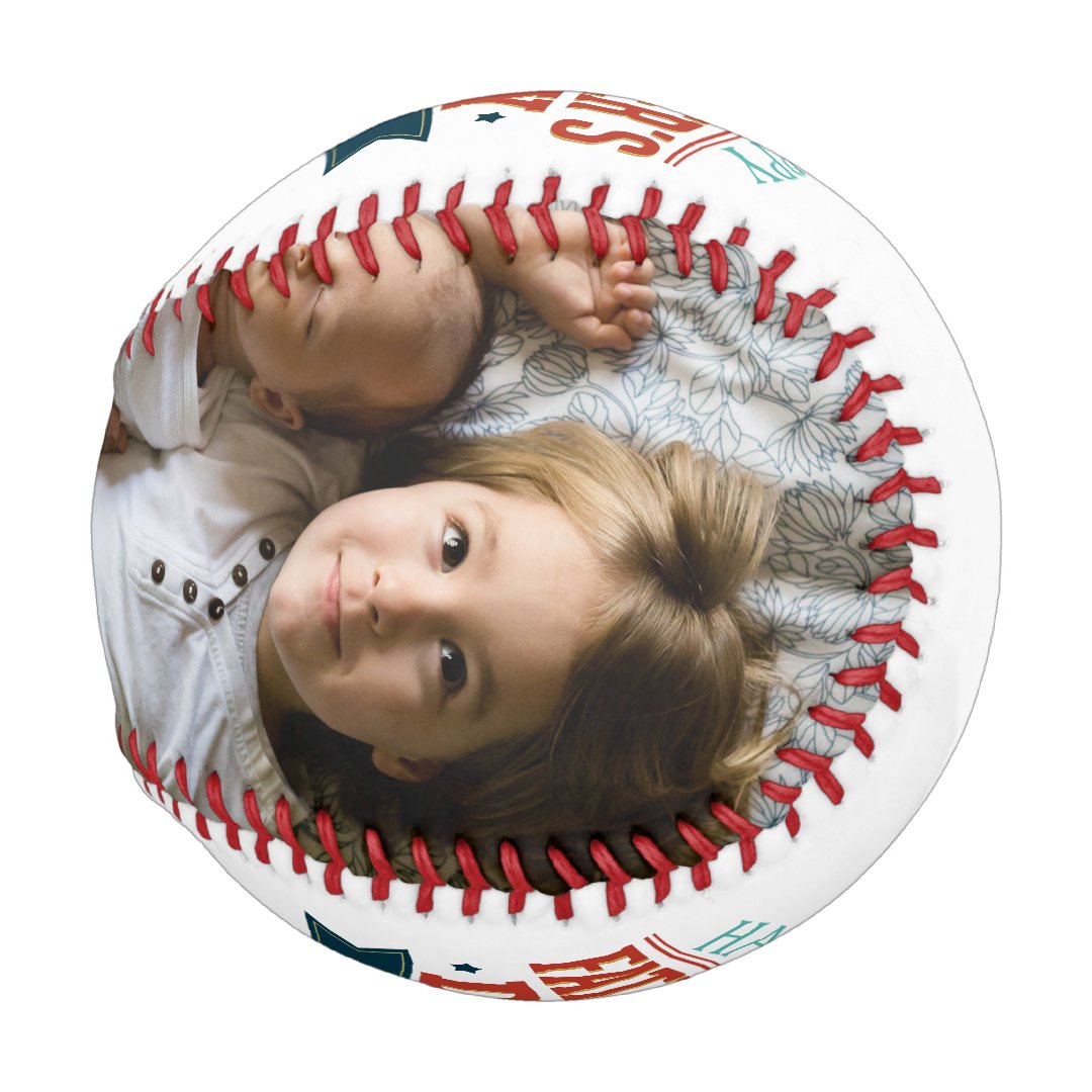 Custom Photo Happy Father's Day Papa Baseball And Softball