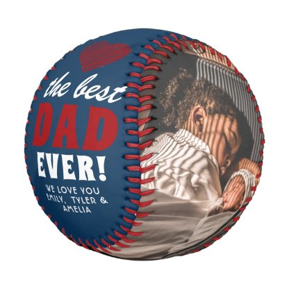 Best Dad Ever Red Heart Father`s Day 2 Photo Baseball