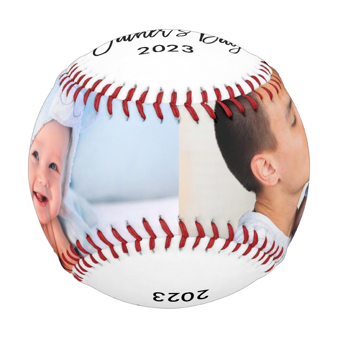 Happy Father's Day 2 Photo Brush Script Baseball And Softball