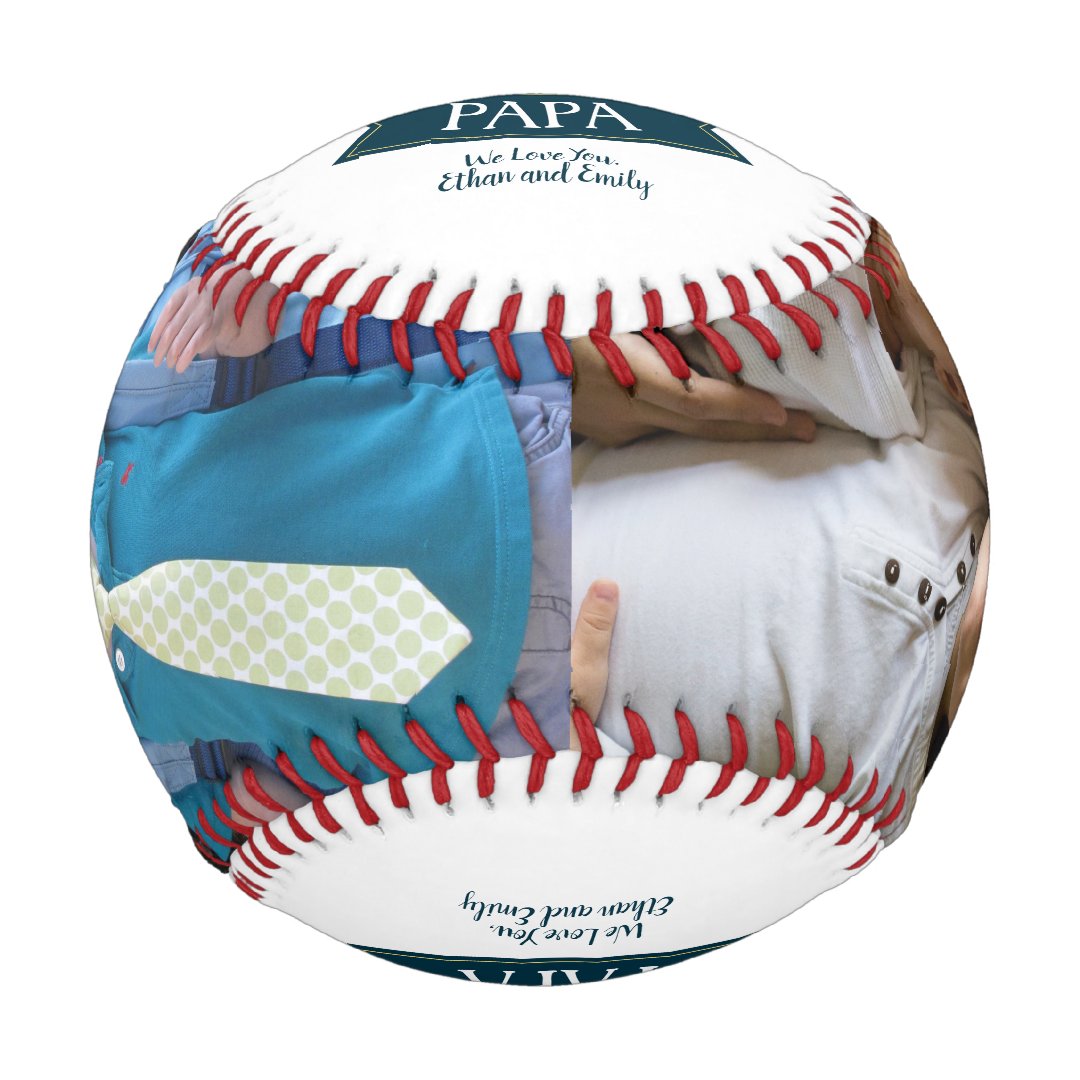 Custom Photo Happy Father's Day Papa Baseball And Softball