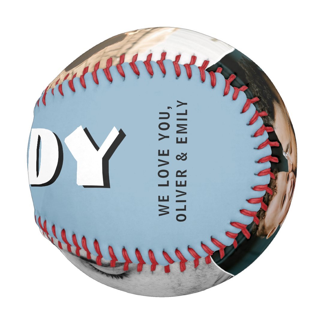 Daddy Dusty Blue Father`s Day 3 Photo Collage Baseball