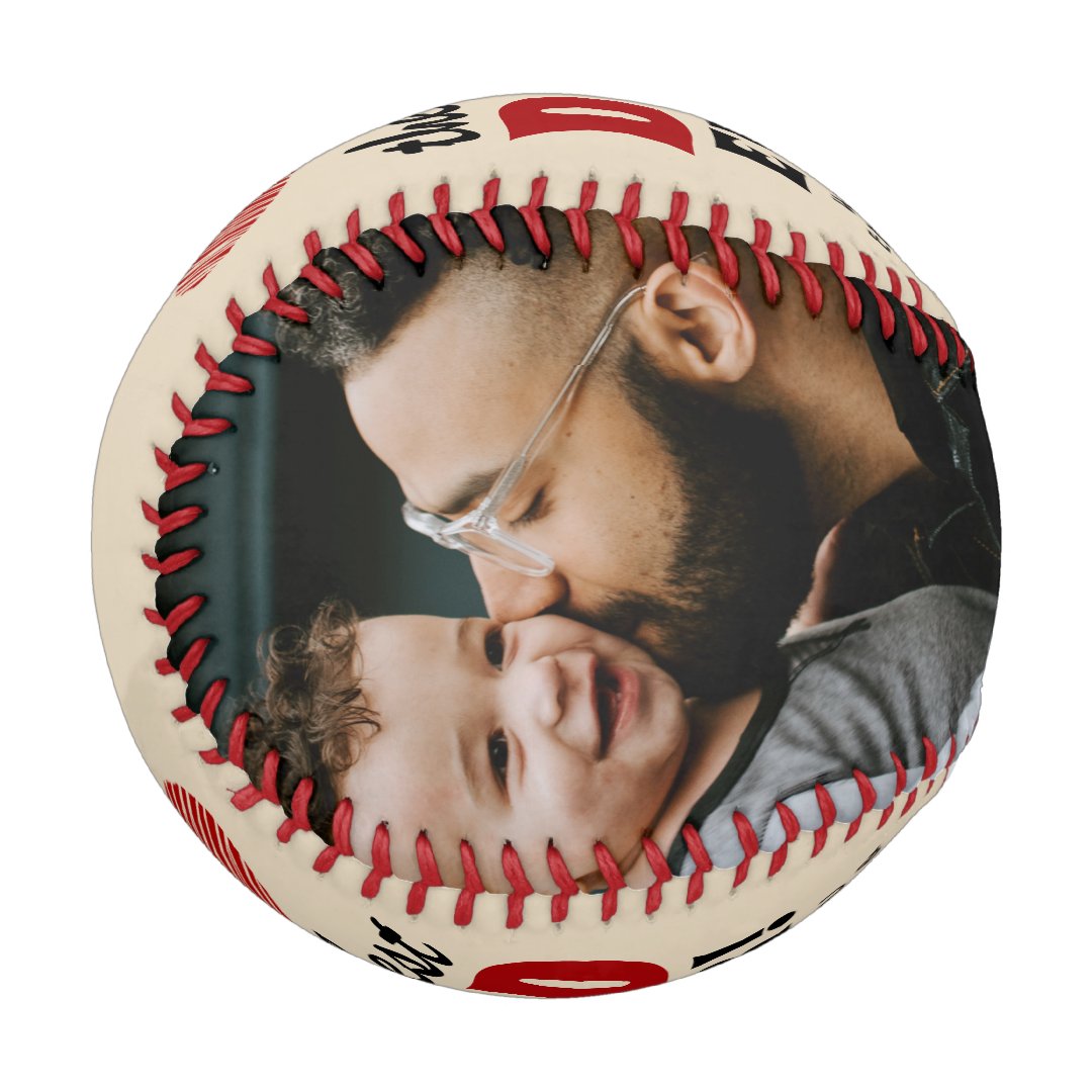 Best Dad Ever Red Heart Father`s Day 2 Photo Baseball