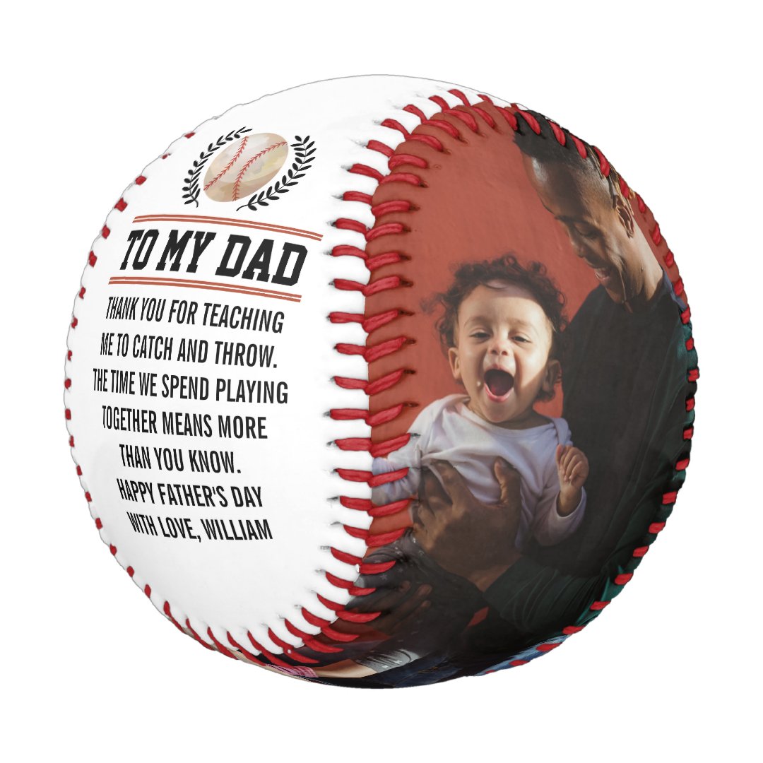 To My Dad Custom Message Photo Happy Father's Day Baseball And Softball