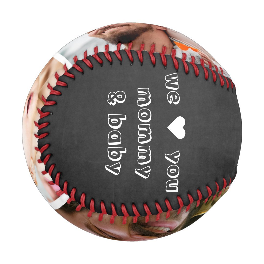 Happy First Fathers Day 3 Photo Collage Chalkboard Baseball And Softball