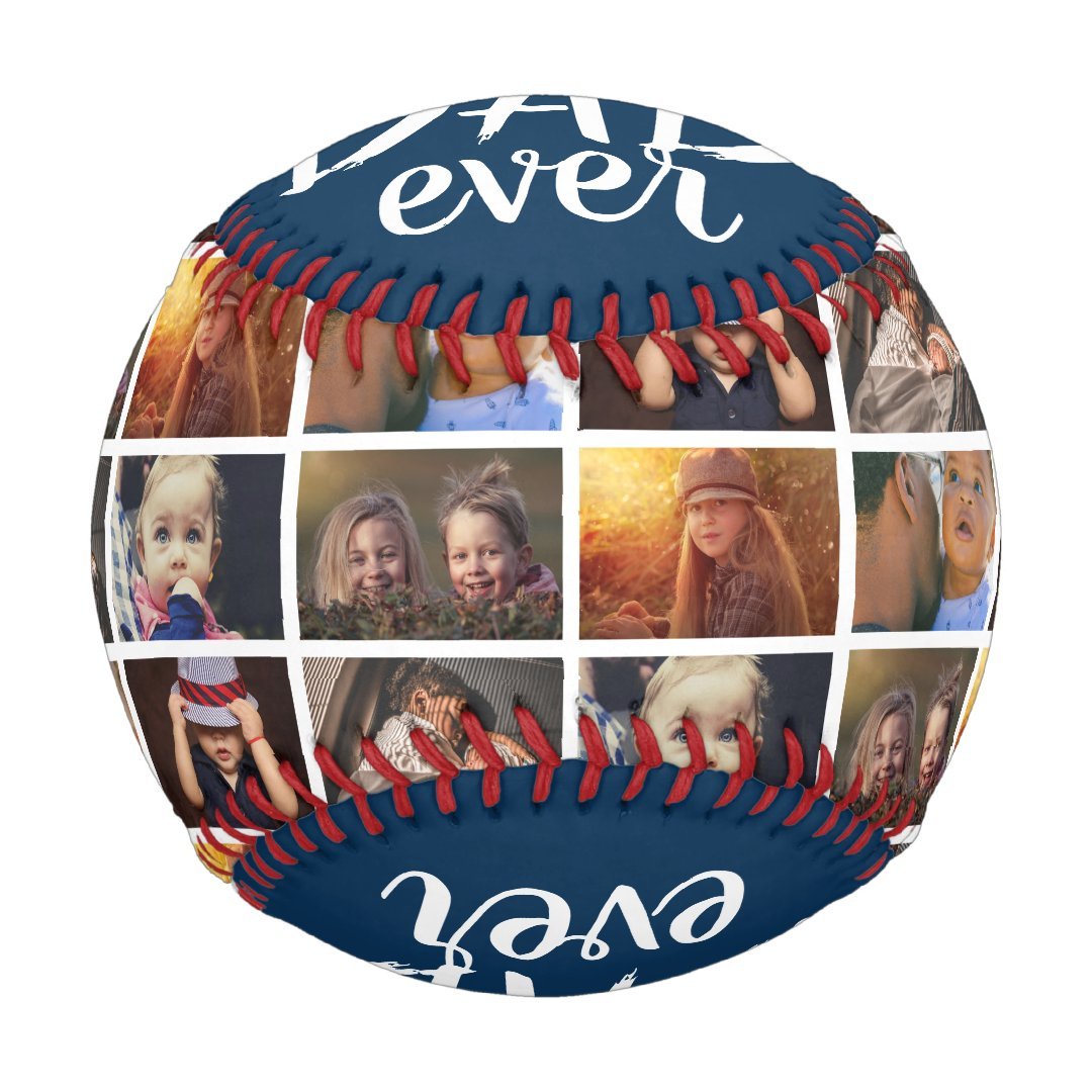 Best Dad Ever Blue 6 Photo Collage Baseball
