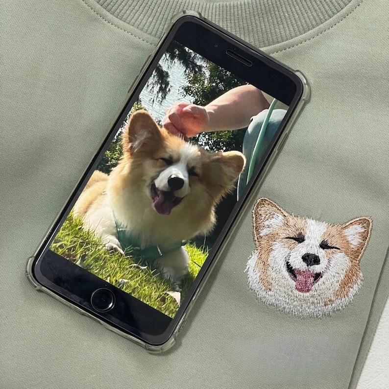 Custom Pet Portrait Shirt, Personalized Embroidered Pet and Name Hoodie Sweatshirt