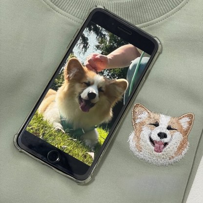 Custom Pet Portrait Shirt, Personalized Embroidered Pet and Name Hoodie Sweatshirt