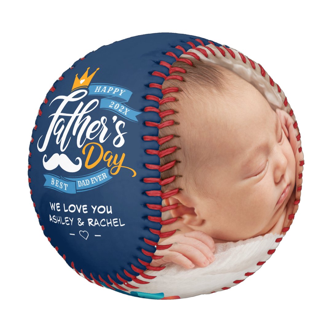 Happy Father's Day Navy Blue Typography Baseball And Softball