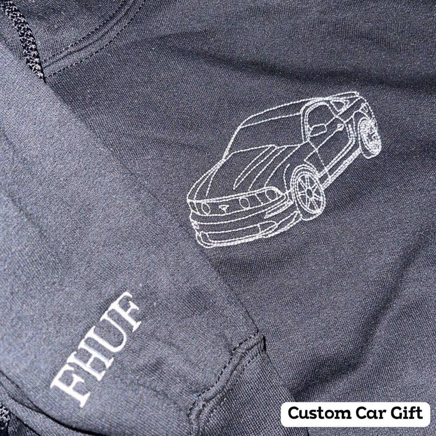Custom Embroidered Car Outline Sweatshirt