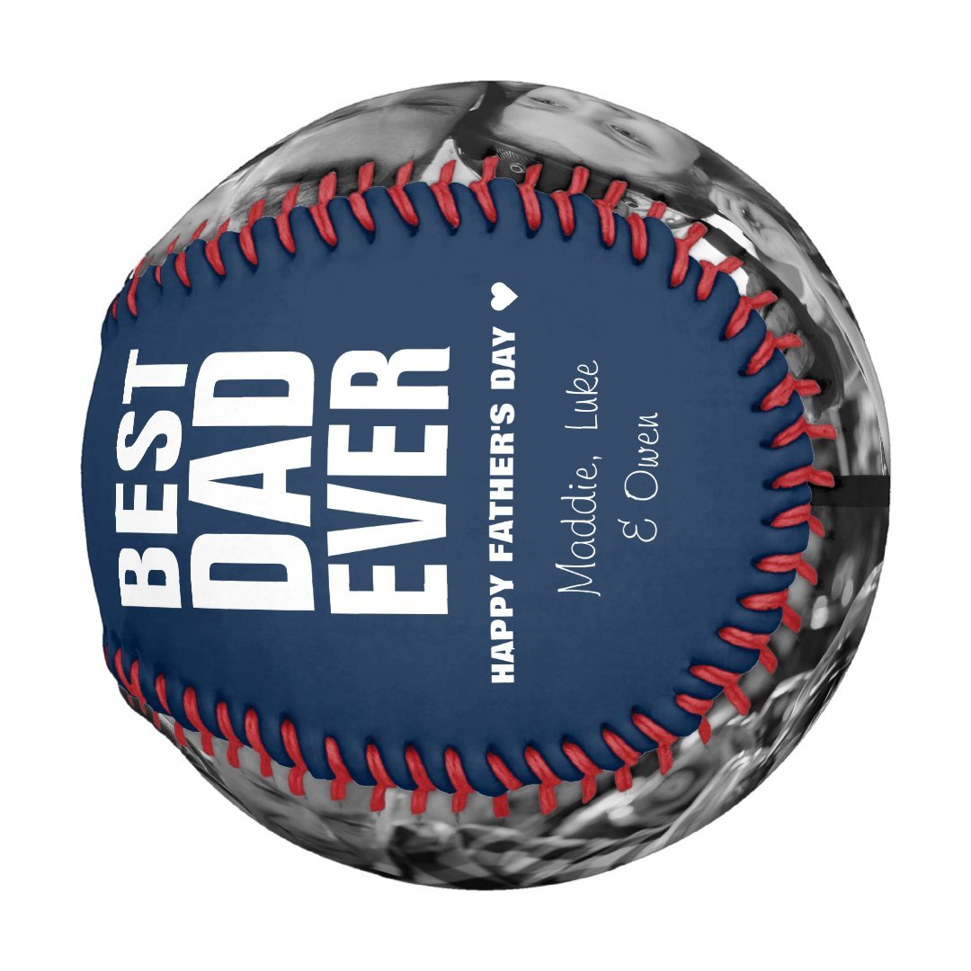 Father's Day Best Dad Ever Photos Personalized Baseball