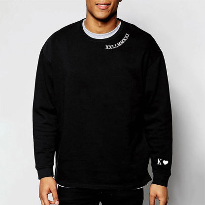 Personalized Hoodie Embroidered Roman Numeral Date and Initial Unique Gift for Anniversary