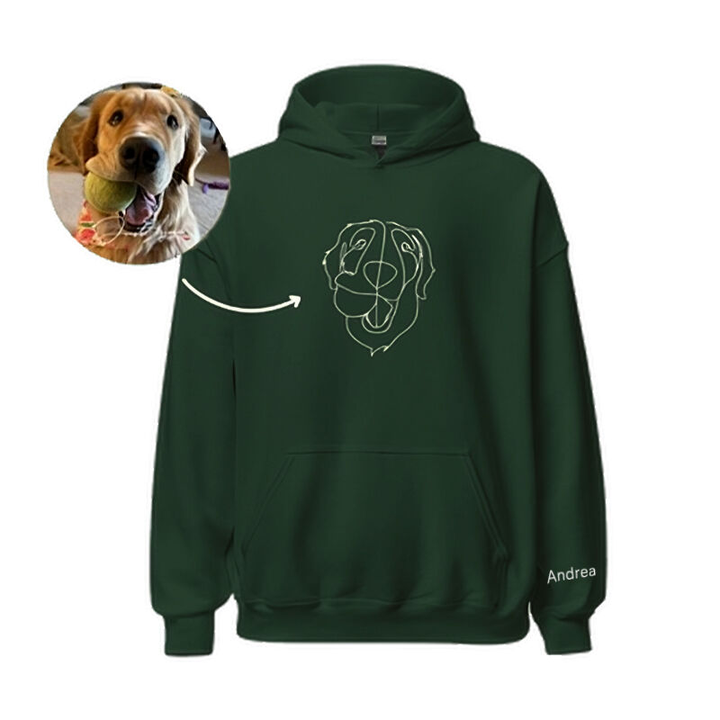 Personalized Hoodie Custom Embroidered Line Outline Picture and Name Great Gift for Pet Lover
