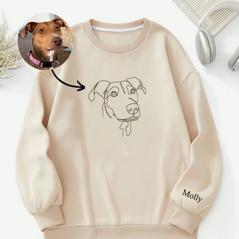 Personalized Hoodie Custom Embroidered Line Outline Picture and Name Great Gift for Pet Lover