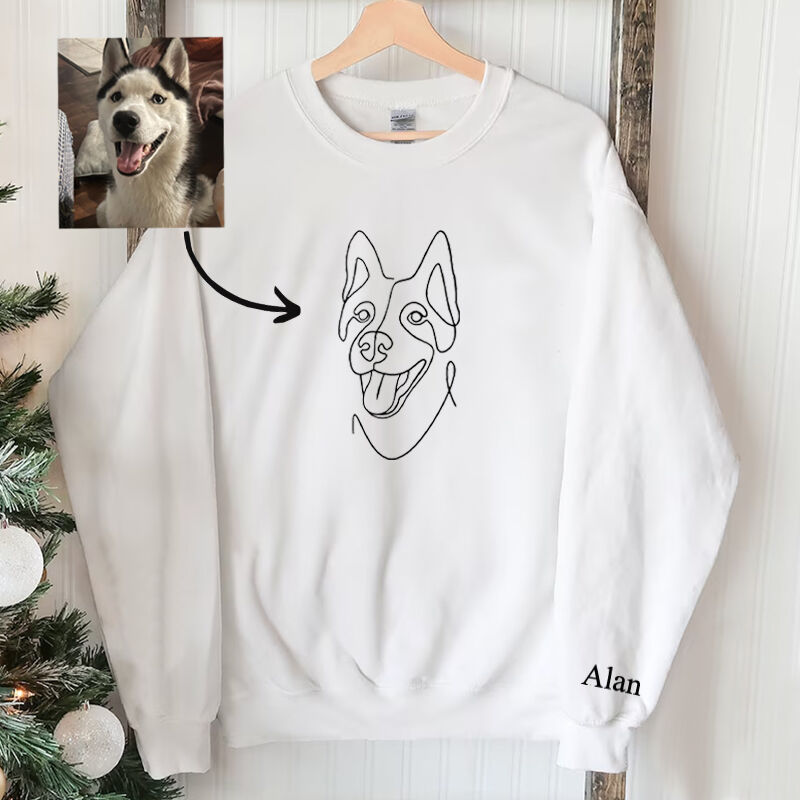 Personalized Hoodie Custom Embroidered Line Outline Picture and Name Great Gift for Pet Lover