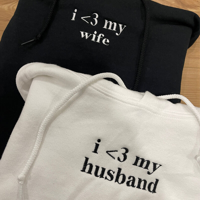 Personalized Hoodie Embroidered I Love My Girlfriend Creative Design Gift for Lover