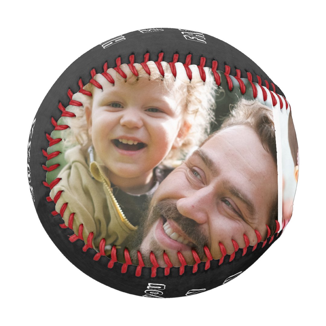 Happy First Fathers Day 3 Photo Collage Chalkboard Baseball And Softball