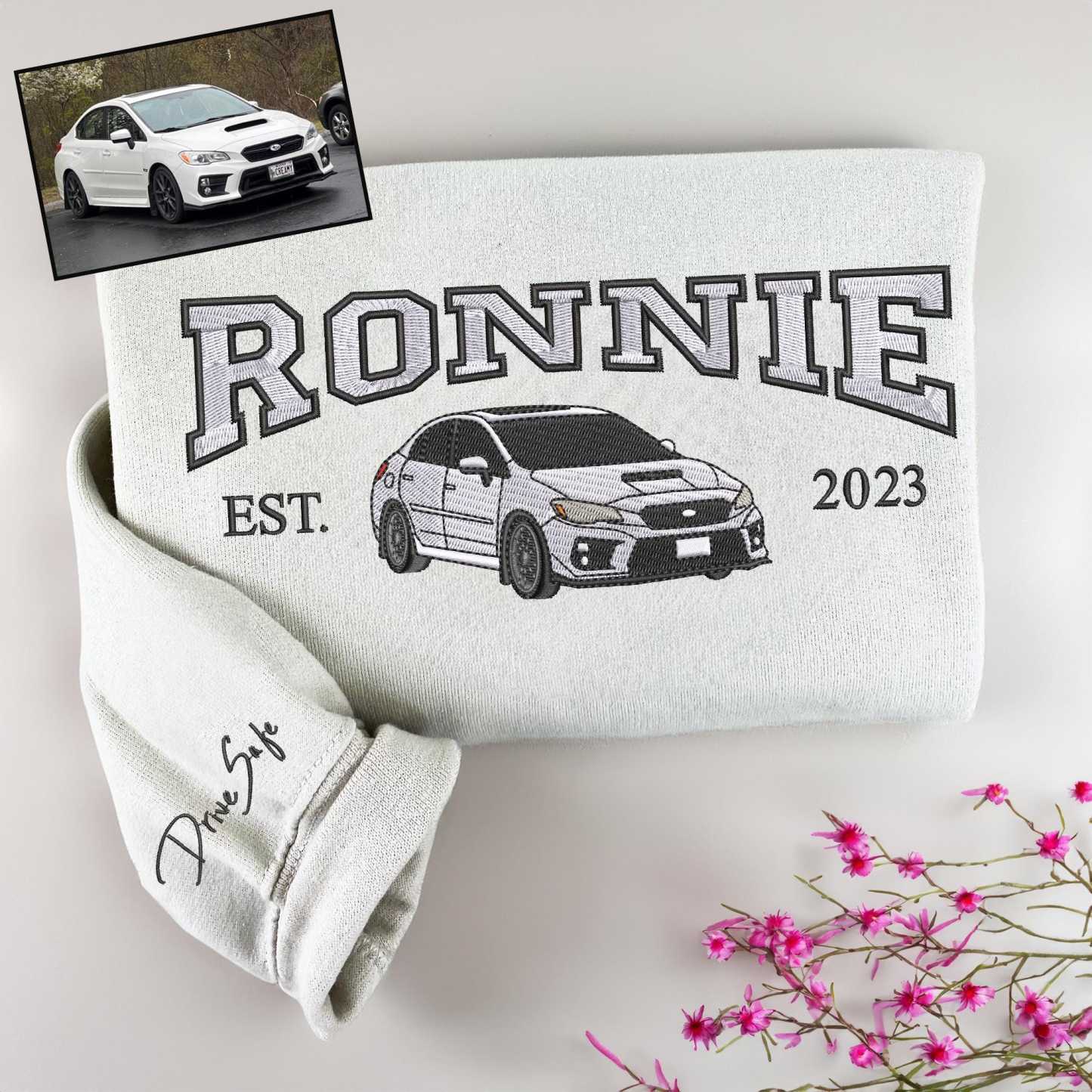 Embroidered Car Hoodie, Personalized Car Sweatshirt For Men