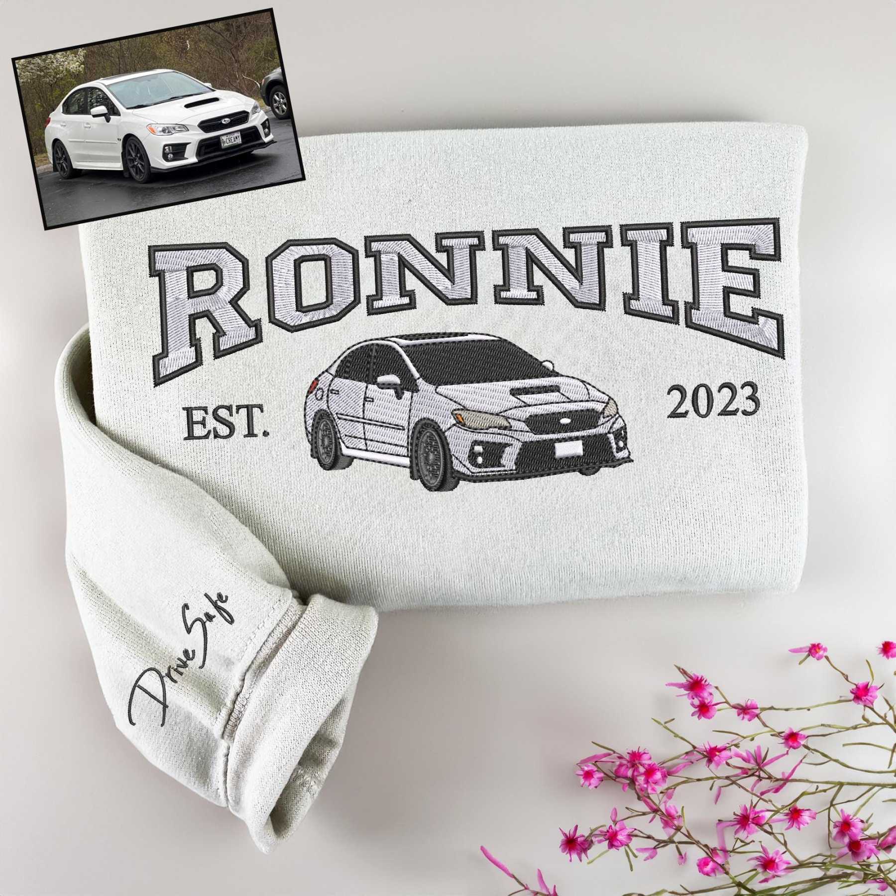 Embroidered Car Hoodie, Personalized Car Sweatshirt For Men