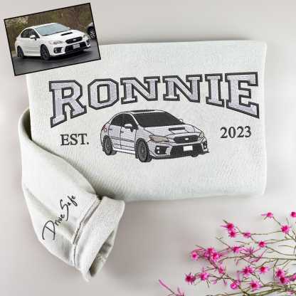 Embroidered Car Hoodie, Personalized Car Sweatshirt For Men