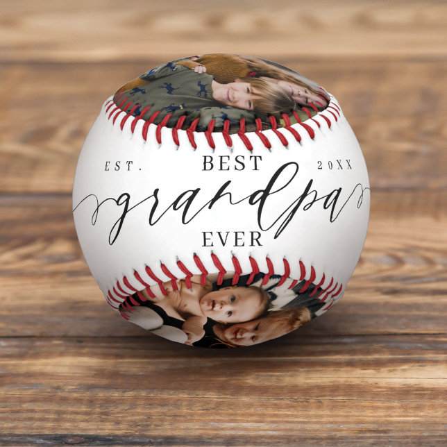 Best Grandpa Ever Script Fathers Day Photo Collage Baseball And Softball