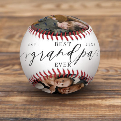 Best Grandpa Ever Script Fathers Day Photo Collage Baseball And Softball