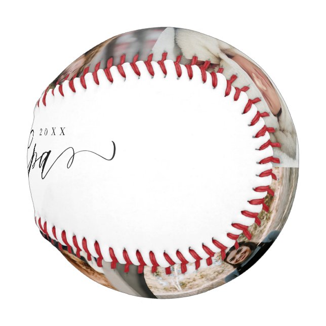 Best Grandpa Ever Script Fathers Day Photo Collage Baseball And Softball