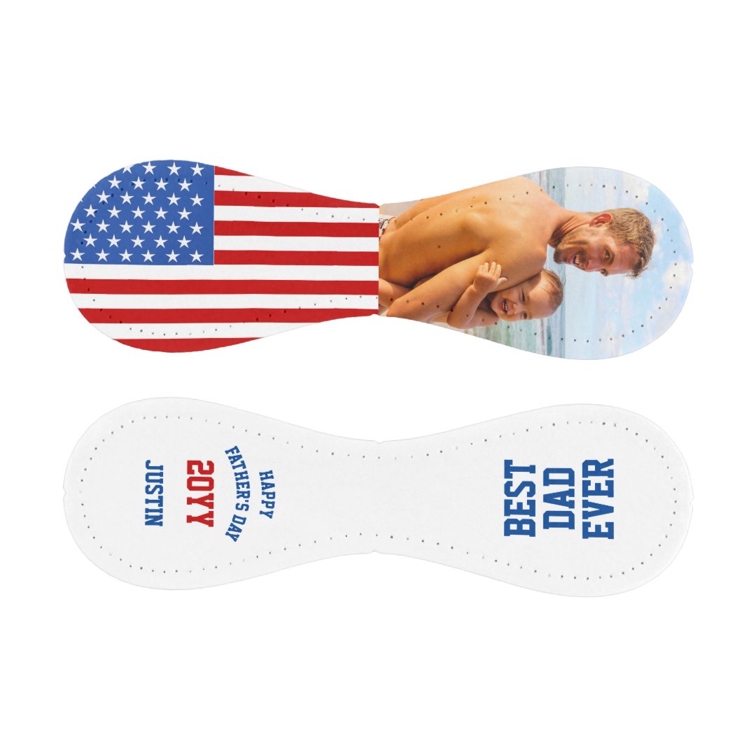 Best Dad Ever Personalized Red Blue White US Flag Baseball