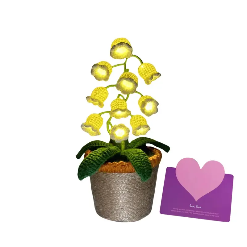 Handmade Crocheted Lily of the Valley LED Lantern - Valentine's Day, Mother's Day Gift (Comes with Exquisite Gifts), Cute Ornament, Warm-light home, Bedside desk decor, valentine's day decor, ramadan decoration 2026
