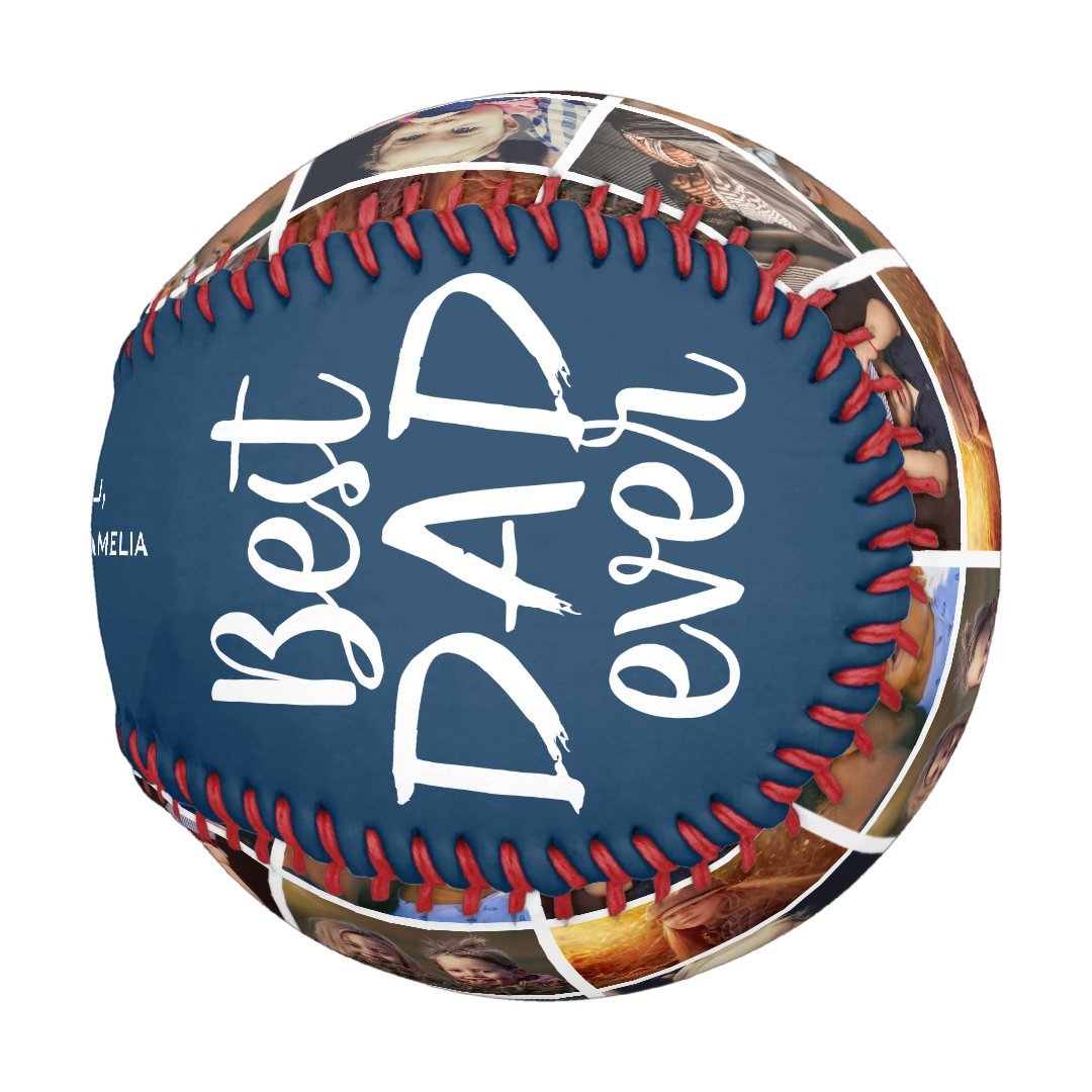 Best Dad Ever Blue 6 Photo Collage Baseball