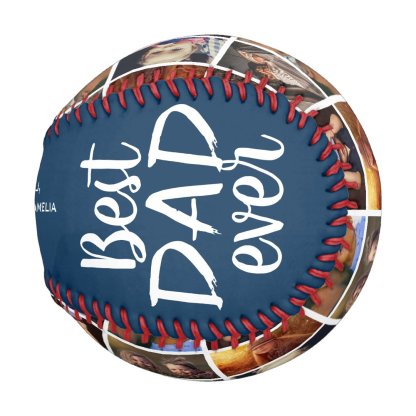 Best Dad Ever Blue 6 Photo Collage Baseball