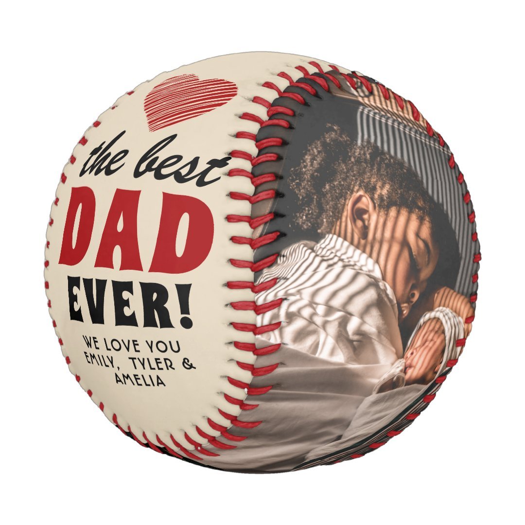 Best Dad Ever Red Heart Father`s Day 2 Photo Baseball