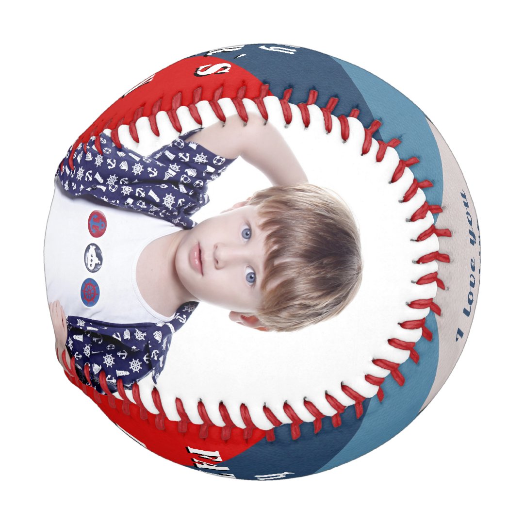 Happy Father`s Day Blue Red 2 Photo Collage Baseball And Softball