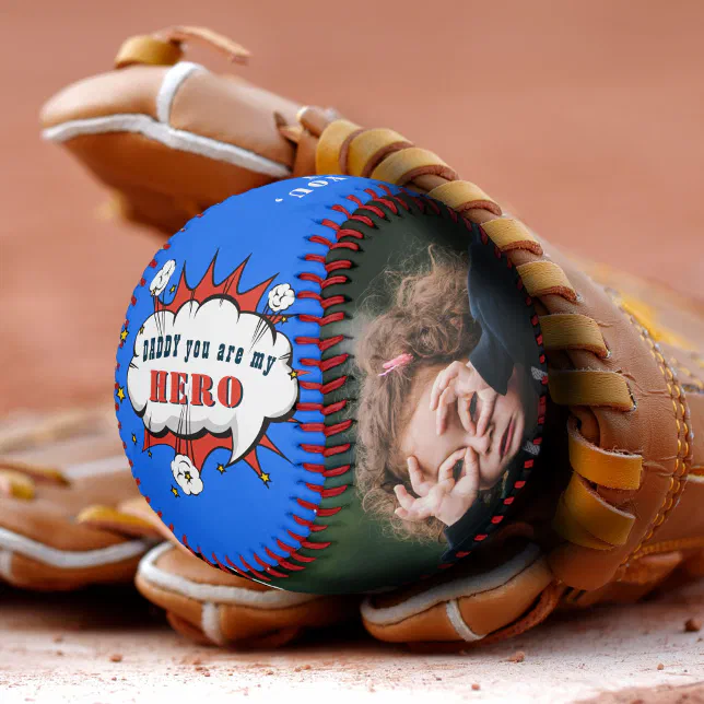 Daddy Hero Superhero Dad Father`s Day Photo Baseb Baseball