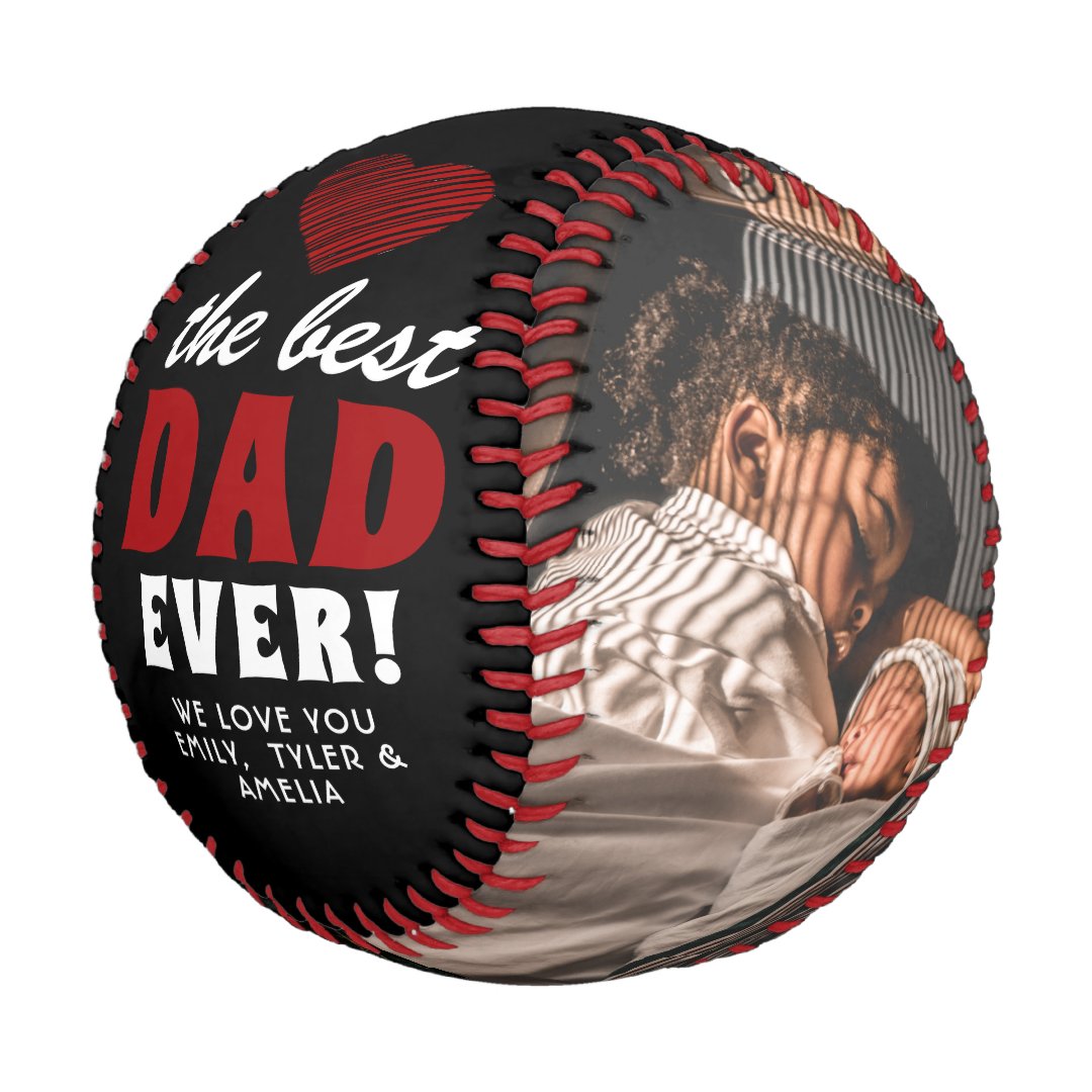 Best Dad Ever Red Heart Father`s Day 2 Photo Baseball