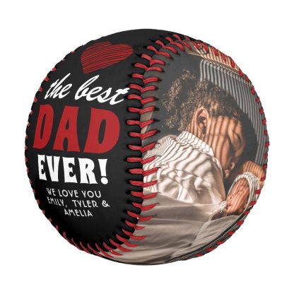Best Dad Ever Red Heart Father`s Day 2 Photo Baseball