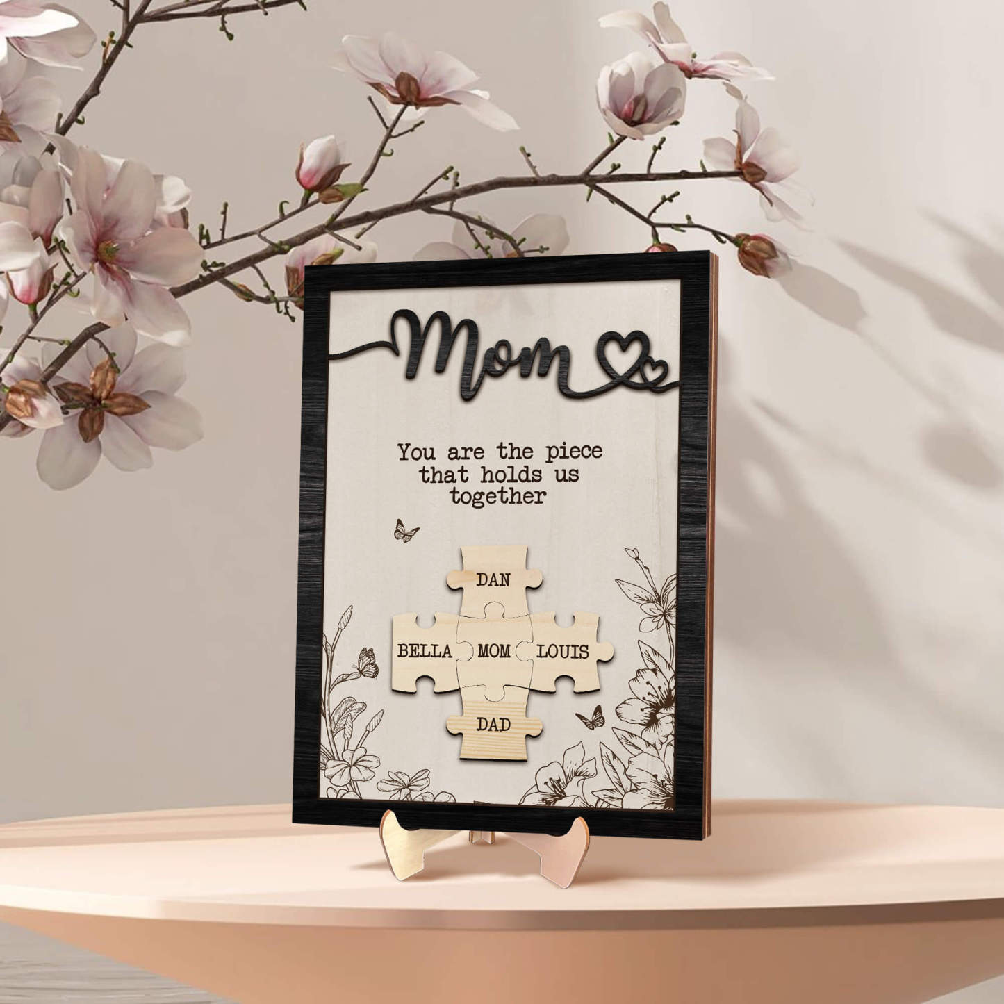 Personalized Mom Puzzle Sign,Piece That Holds Us Together Mother's Day Gift