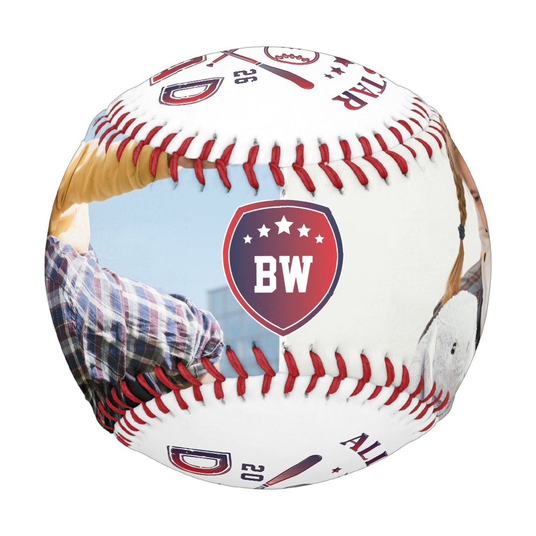 All Star Dad Photo Monogram Baseball