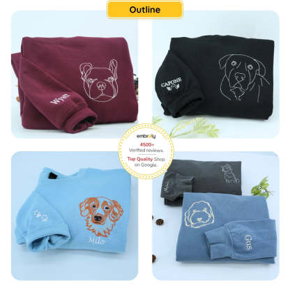 Custom Premium Handcrafted Pet Photo Embroidery with Pet Name T-shirt Sweatshirt Hoodie