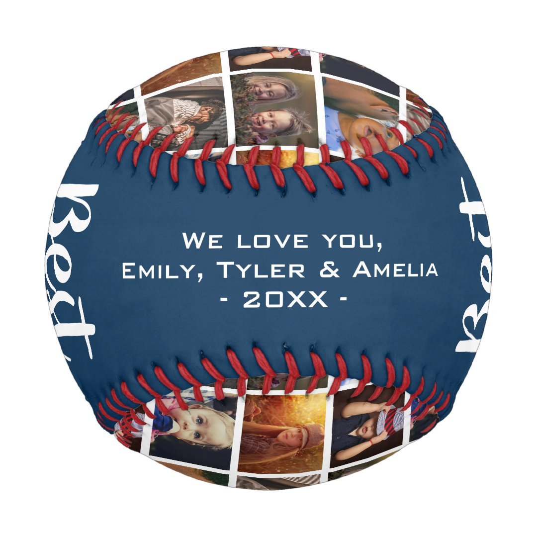 Best Dad Ever Blue 6 Photo Collage Baseball
