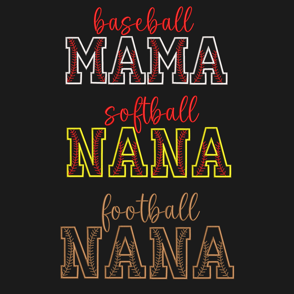 Custom Embroidered Nana Baseball T-Shirt