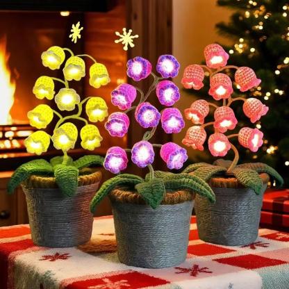 Handmade Crocheted Lily of the Valley LED Lantern - Valentine's Day, Mother's Day Gift (Comes with Exquisite Gifts), Cute Ornament, Warm-light home, Bedside desk decor, valentine's day decor, ramadan decoration 2026