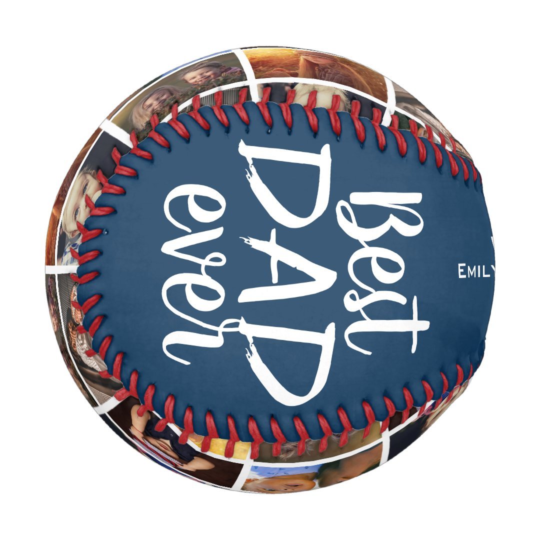 Best Dad Ever Blue 6 Photo Collage Baseball
