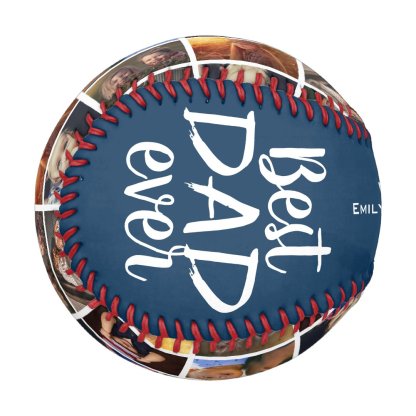 Best Dad Ever Blue 6 Photo Collage Baseball