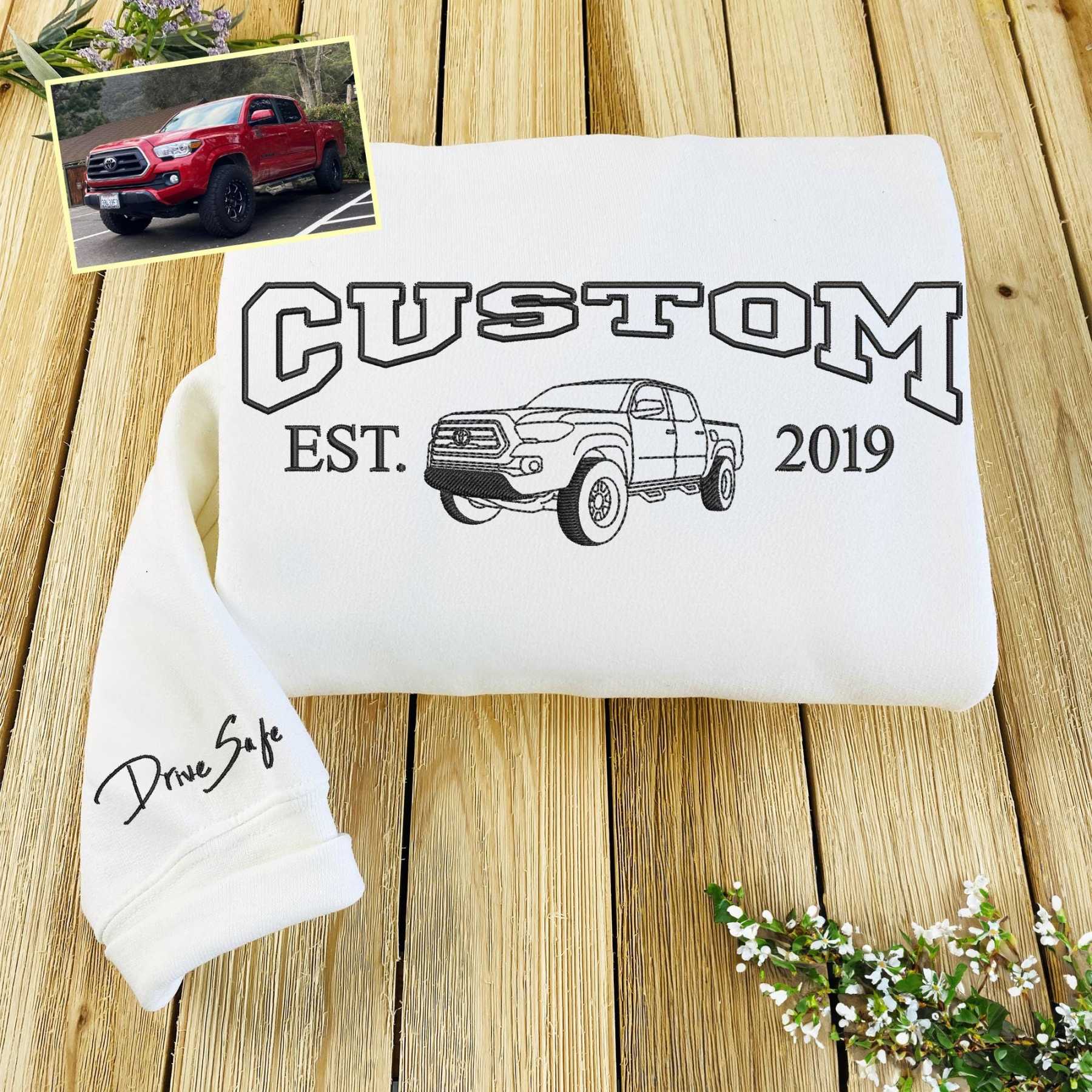 Embroidered Car Sweatshirt, Personalized Car Sweatshirt For Men, Race Car Hoodie