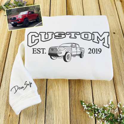 Embroidered Car Sweatshirt, Personalized Car Sweatshirt For Men, Race Car Hoodie
